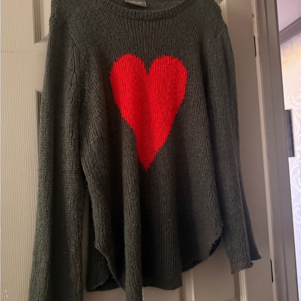 Wooden Ships Heart Design dark Gray Sweater